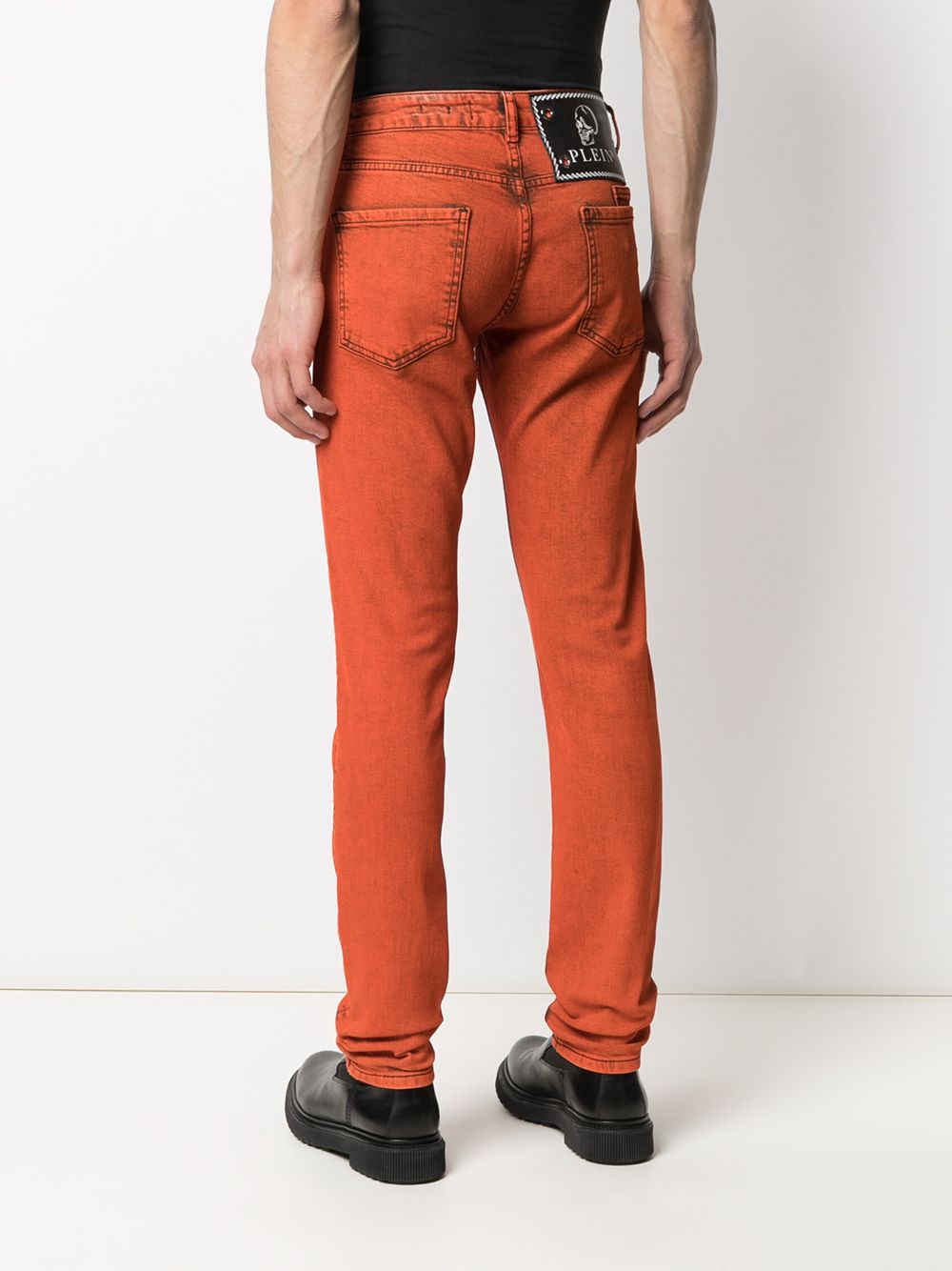 Shop Philipp Plein Iconic Plein Straight Leg Jeans In Orange