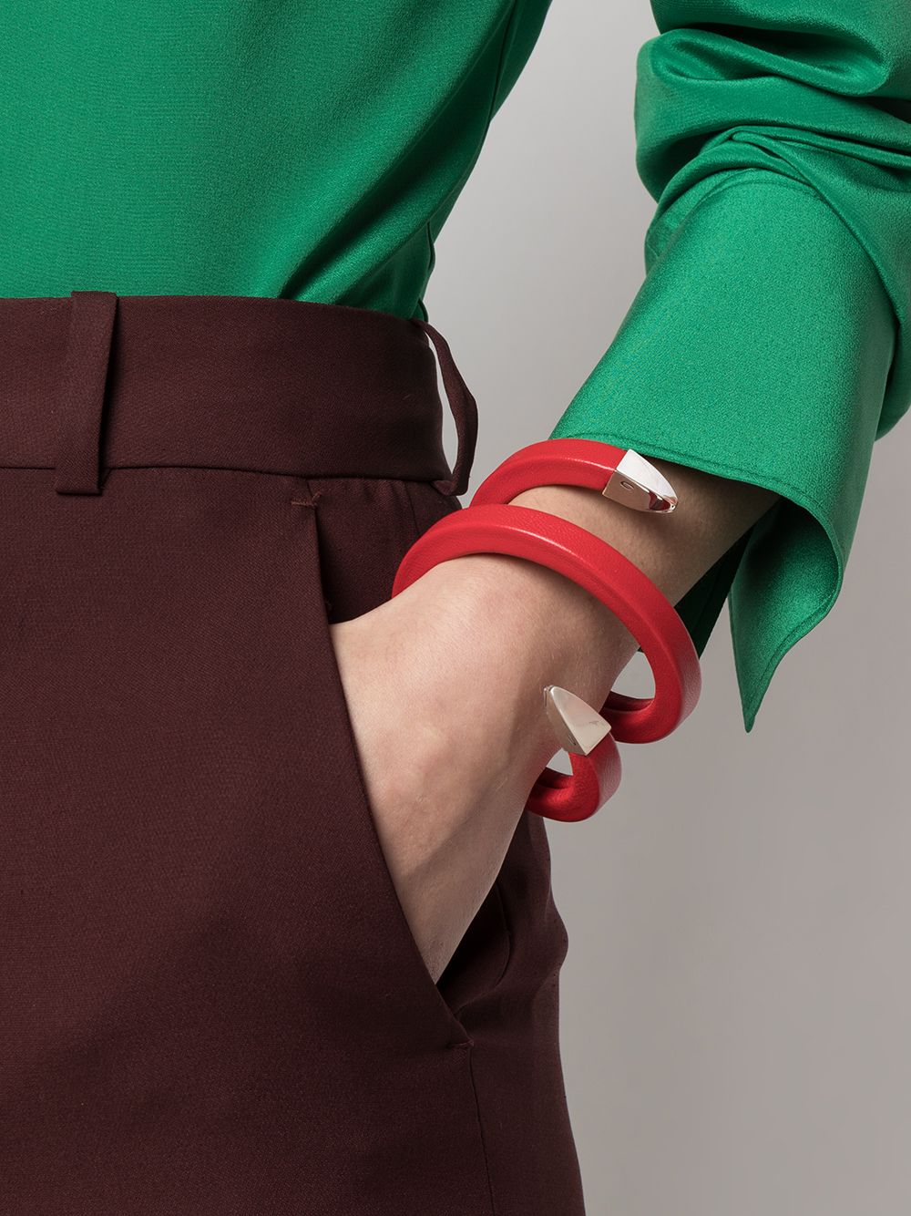 Shop Bottega Veneta Wrap-around Bracelet In Red