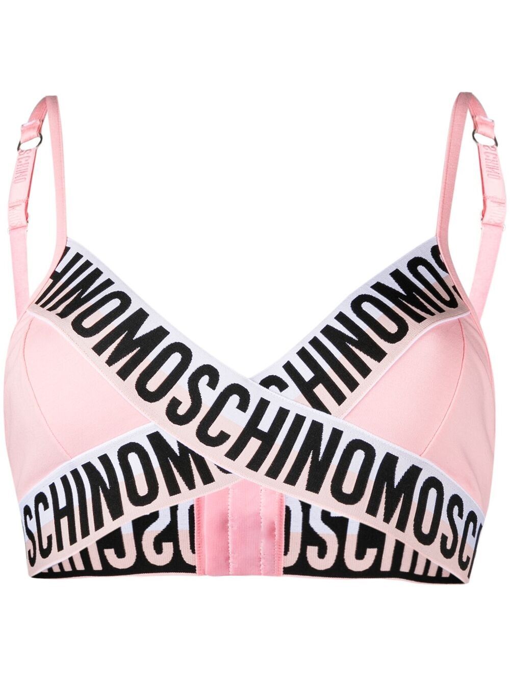 Moschino Lettered Logo Trim Triangle-style Bra In Pink