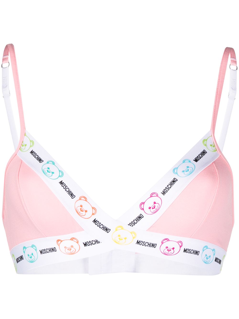 Moschino Logo-print Triangle-cup Bra In Pink