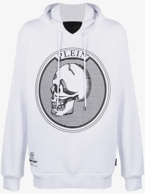 Philipp Plein outline skull-print hoodie