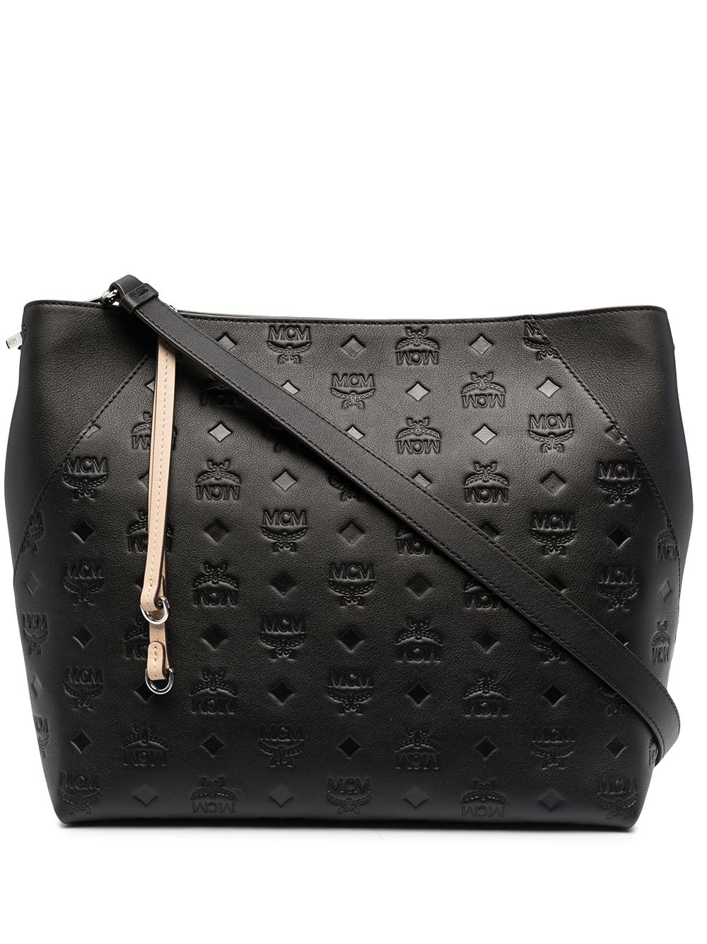 

MCM bolsa de hombro con logo en relieve - Negro