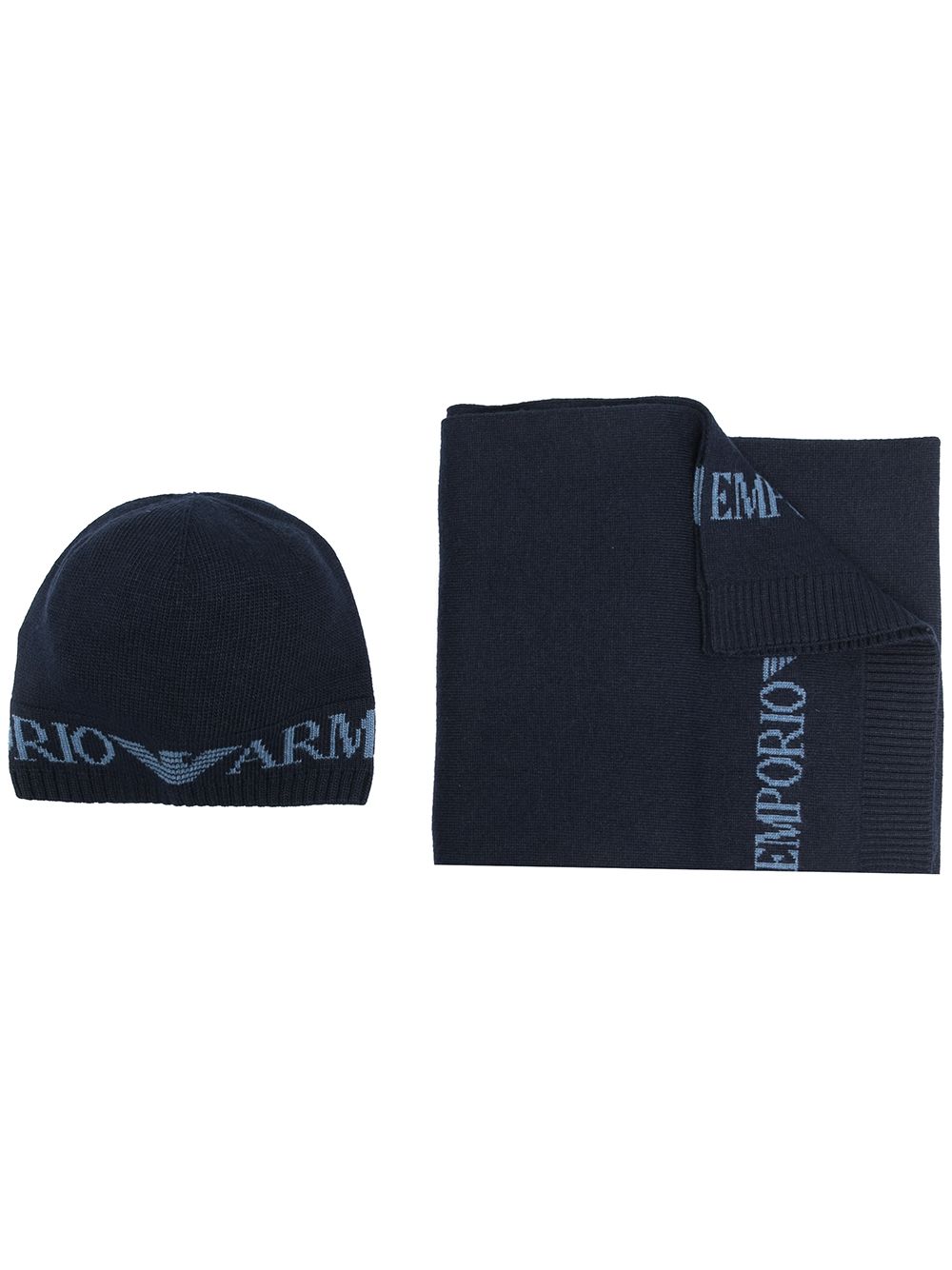 фото Emporio armani комплект из шапки и шарфа с жаккардовым логотипом