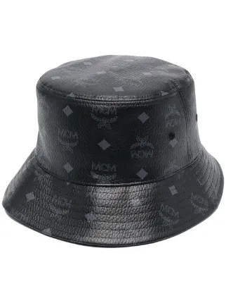 mcm leather bucket hat