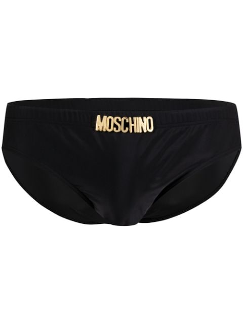 Moschino logo plaque swim briefs