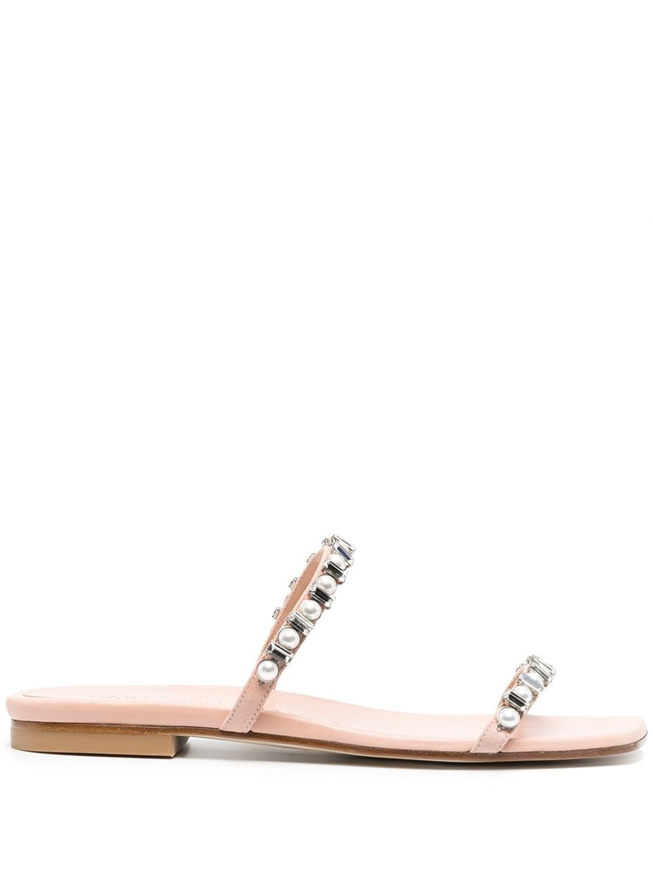 Stuart Weitzman Aleena Shine pearl-embellished sandals pink | MODES