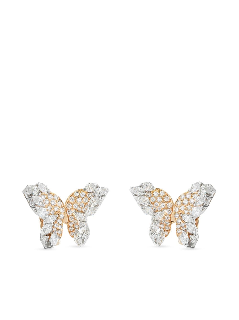 Yeprem 18kt Rose And White Gold Butterfly Diamond Earrings
