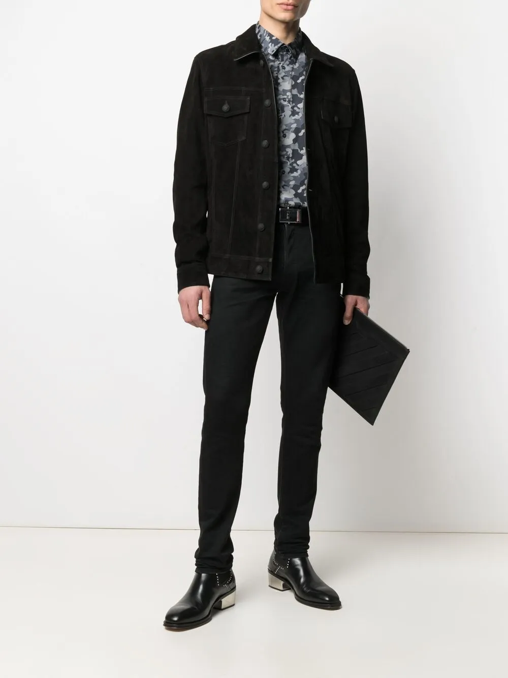 Philipp Plein Overhemd met camouflageprint Grijs