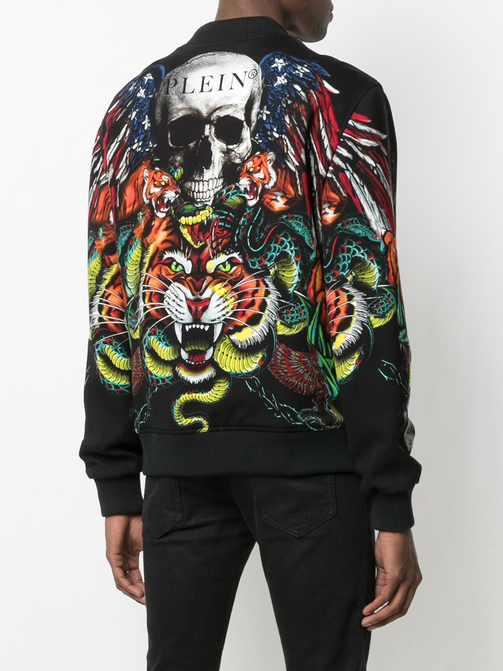 Shop Philipp Plein tattoo-print bomber jacket with Express Delivery ...