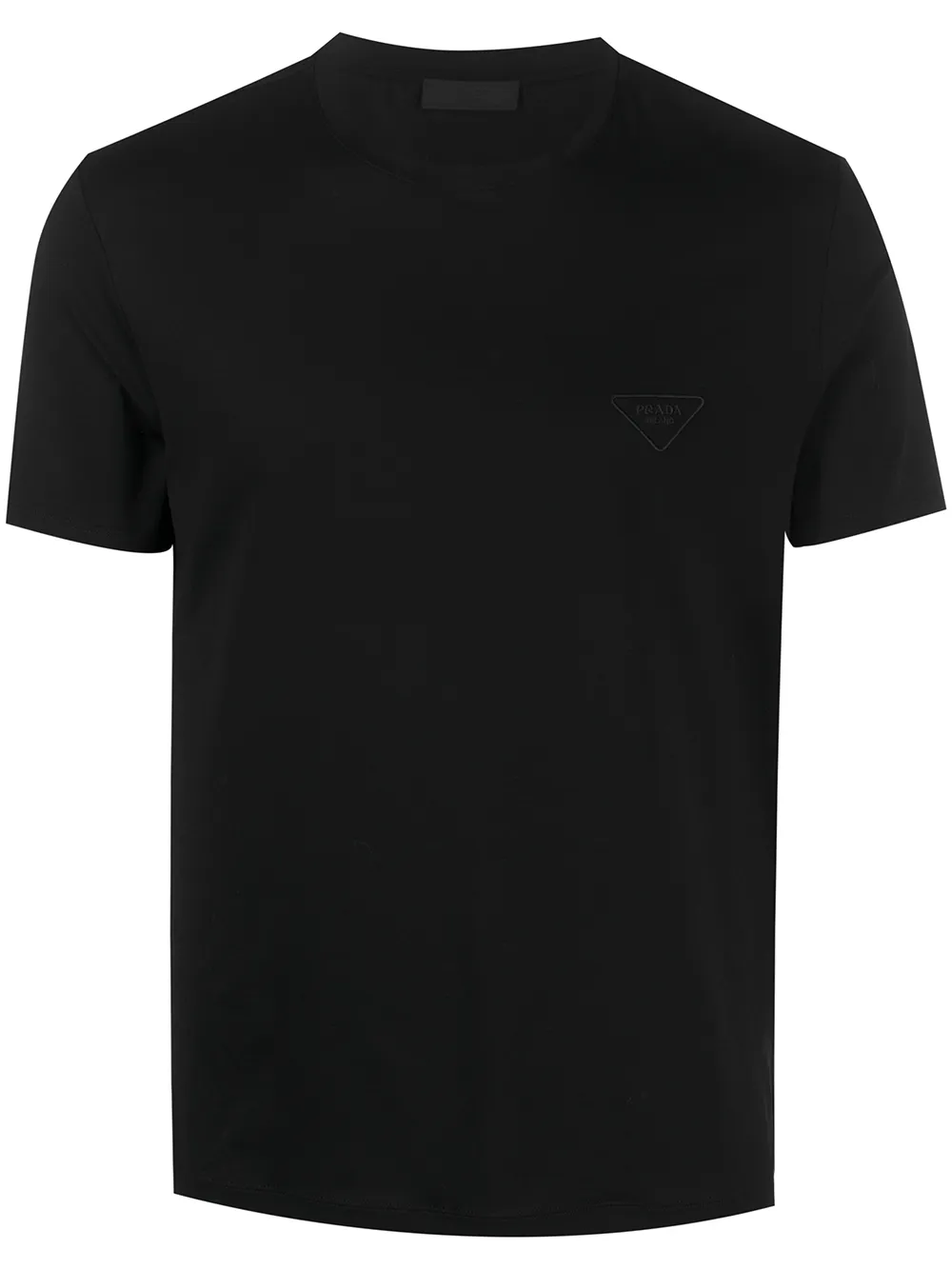 Prada Logo-embroidered Crew Neck T-shirt In Schwarz