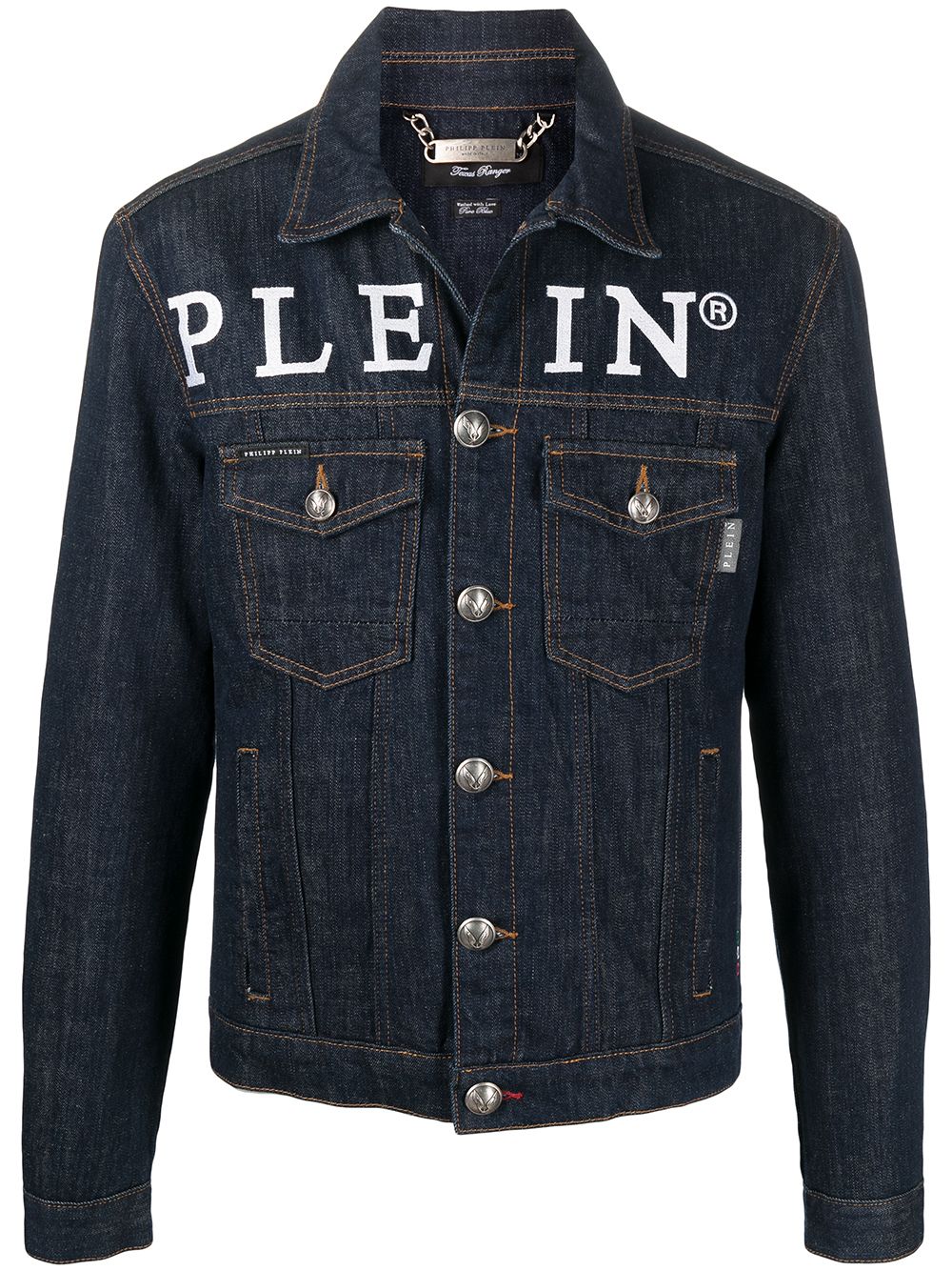 Philipp Plein Logo Denim Jacket In Blue