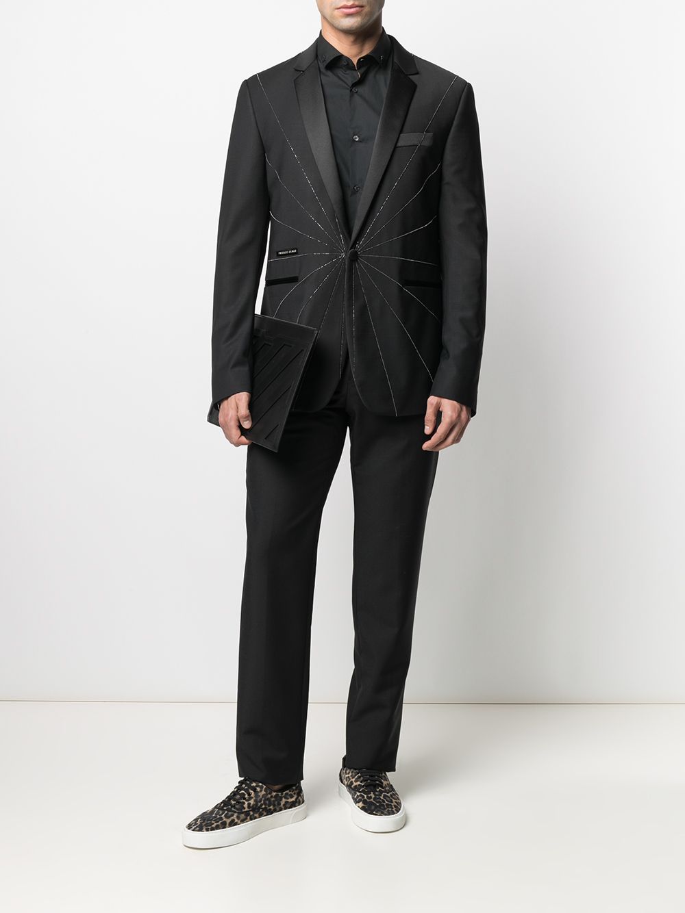 Shop Philipp Plein Embellished Tailored Blazer In Black