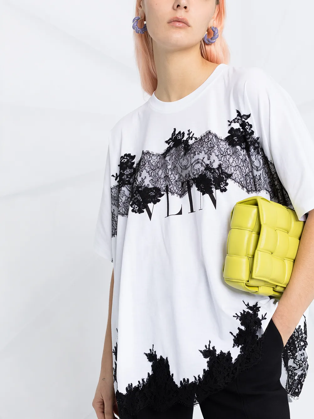 Valentino Garavani T-shirt met detail van kant Wit