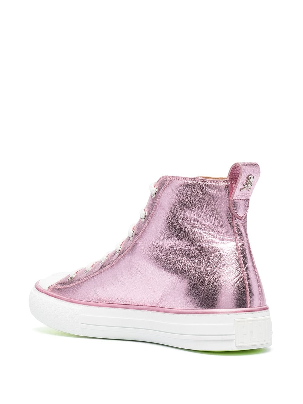Shop Philipp Plein Megastar Laminated High-top Sneakers In Pink