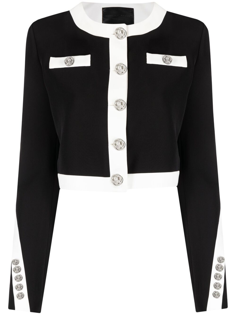 Philipp Plein Two-tone Button-up Jacket In Black