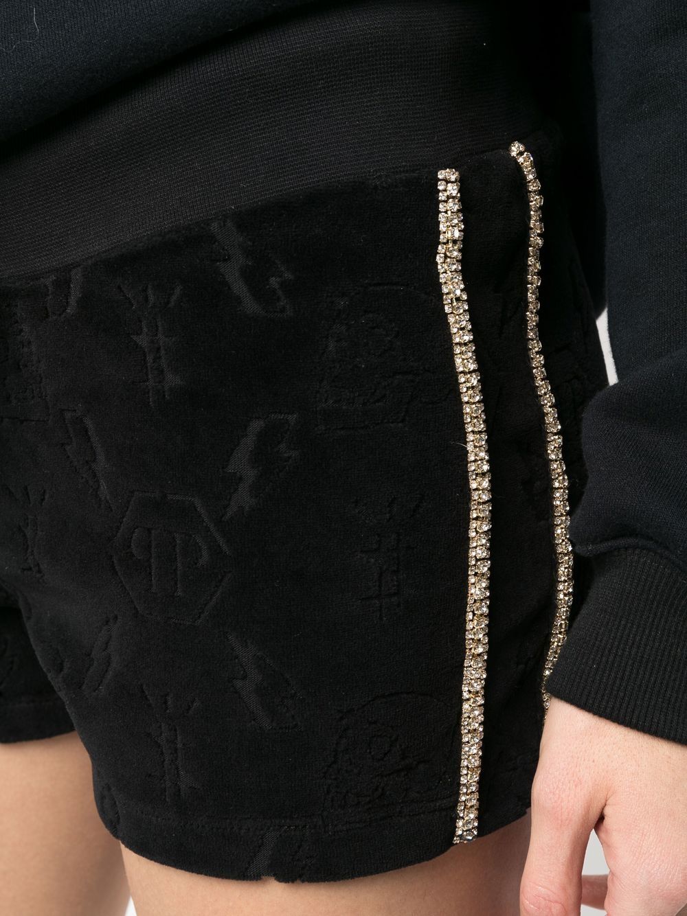 Shop Philipp Plein Monogram Drawstring Shorts In Black