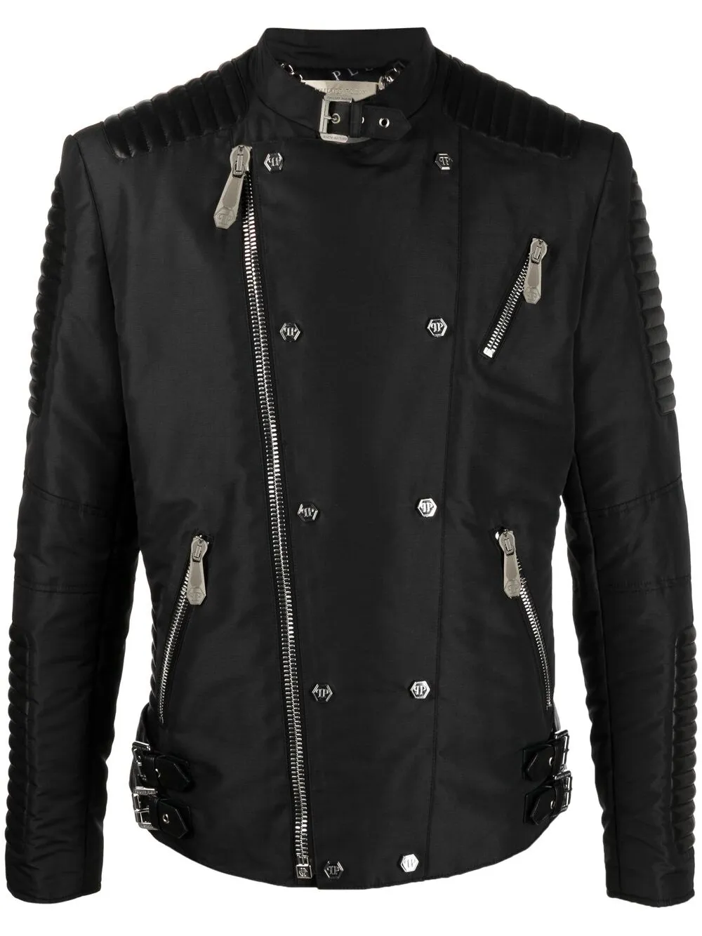 Philipp Plein 皮质边饰机车夹克 In Black