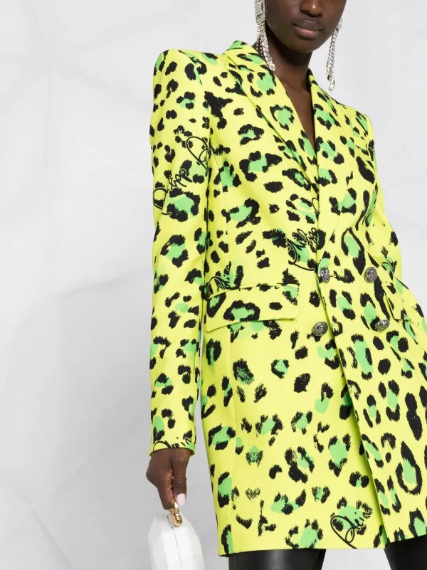 leopard print tailored coat