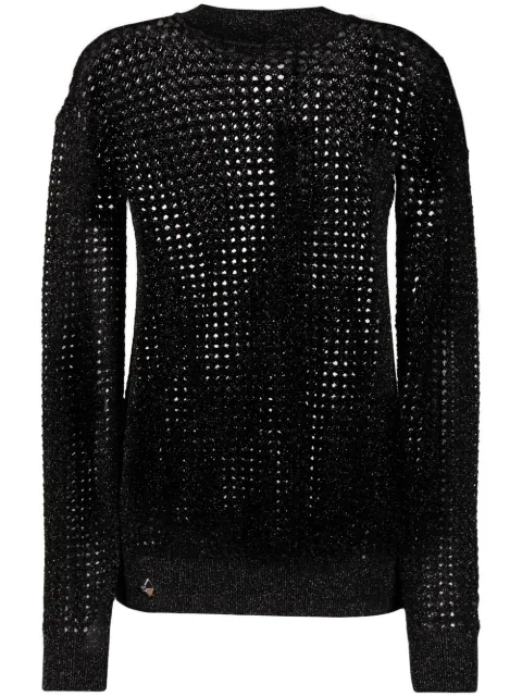 Philipp Plein metallic-threaded mesh jumper