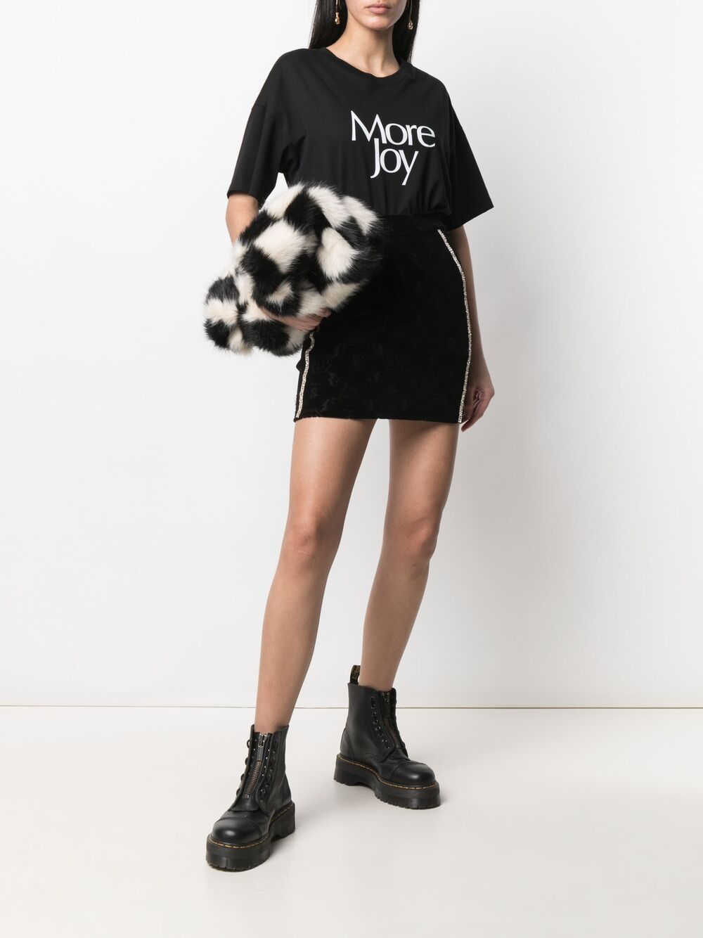 Shop Philipp Plein Monogram Print Fitted Skirt In Black