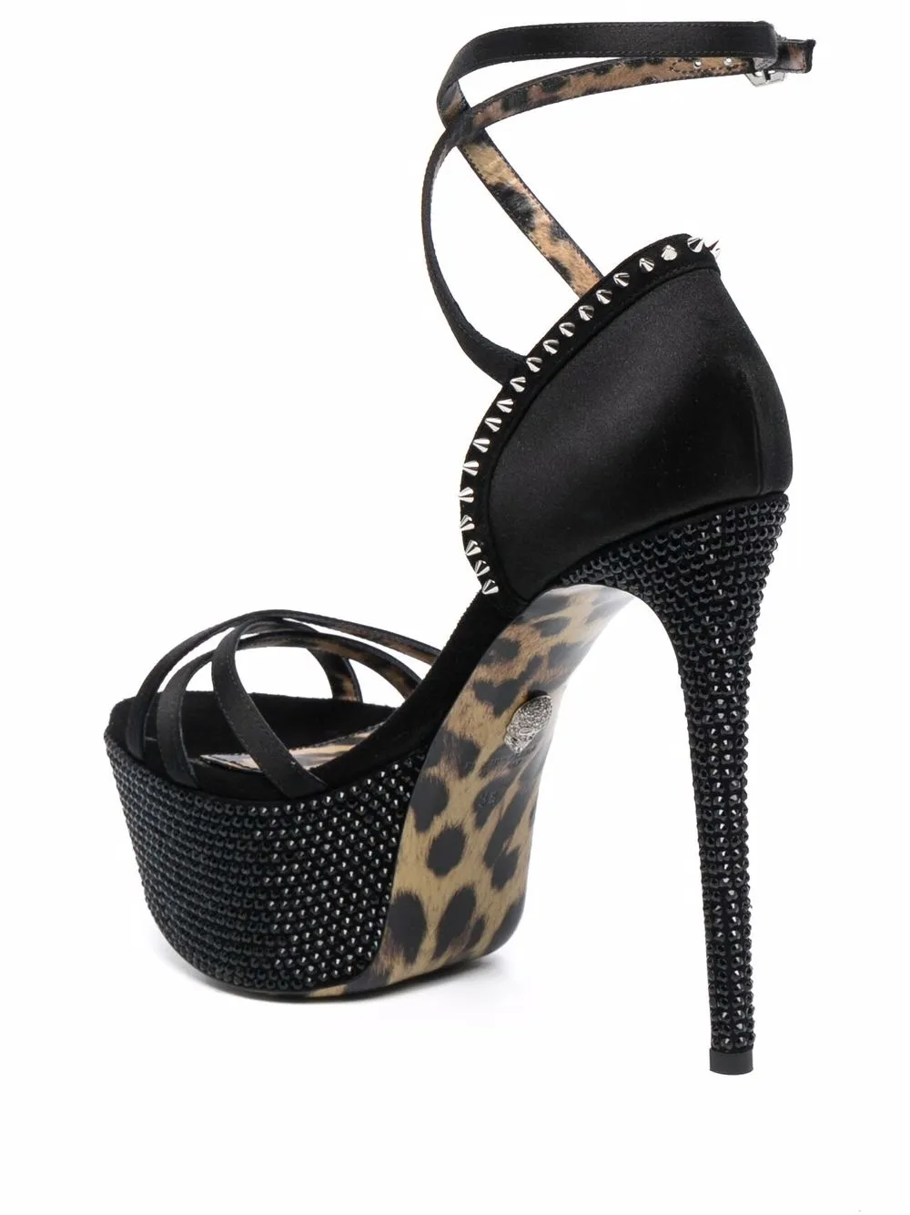  Philipp Plein Plateau Sandalen Mit Kristallen   Schwarz 