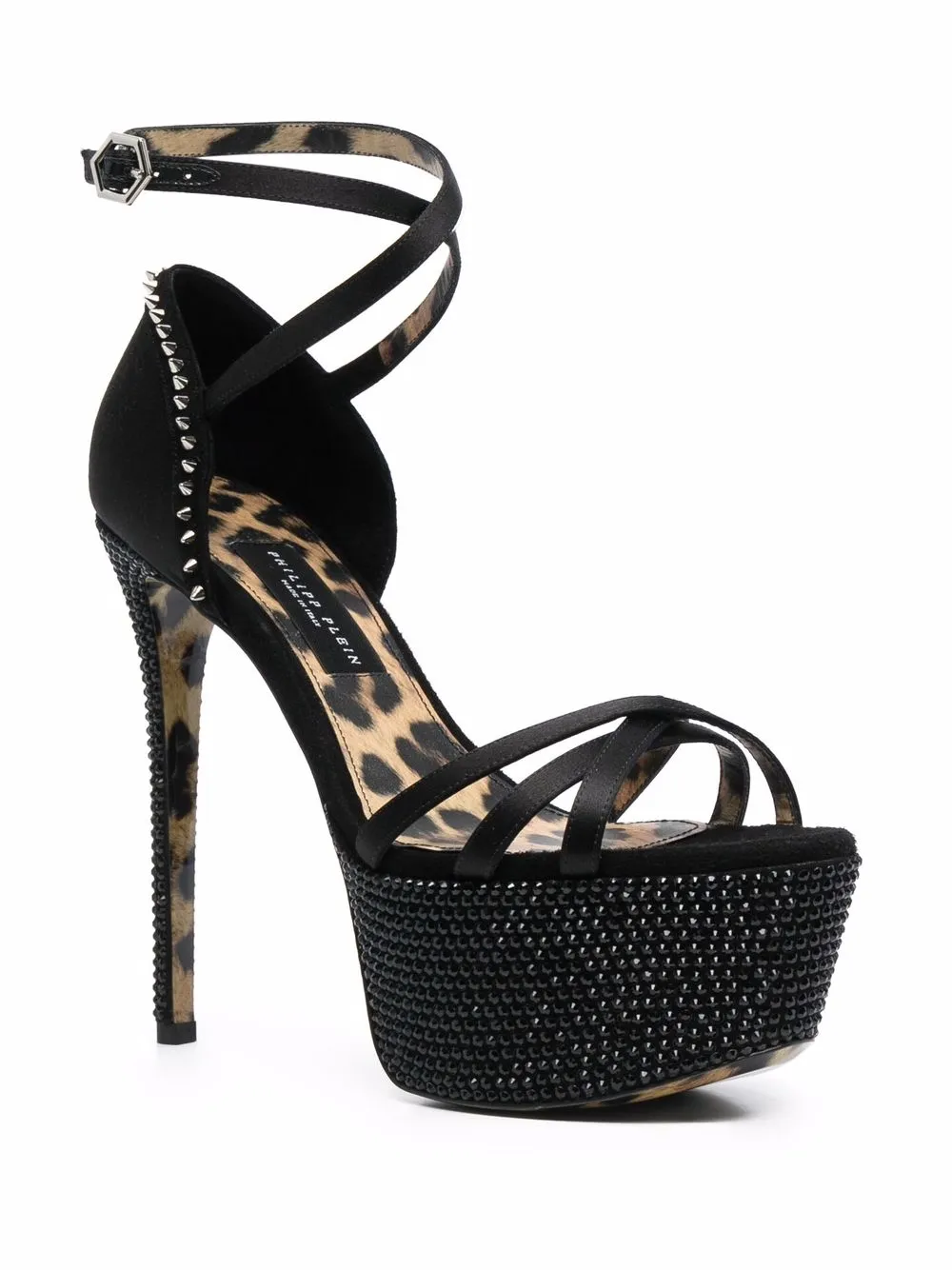  Philipp Plein Plateau Sandalen Mit Kristallen   Schwarz 