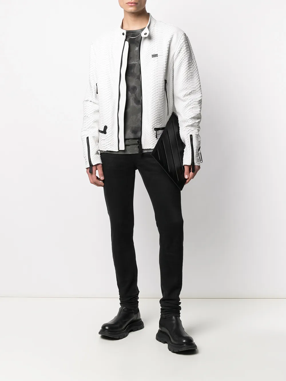 Philipp Plein Jacke Mit Reißverschluss   Weiß 