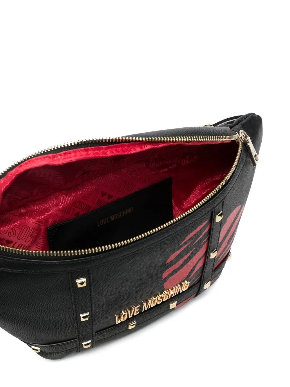 фото Love moschino поясная сумка с заклепками и принтом