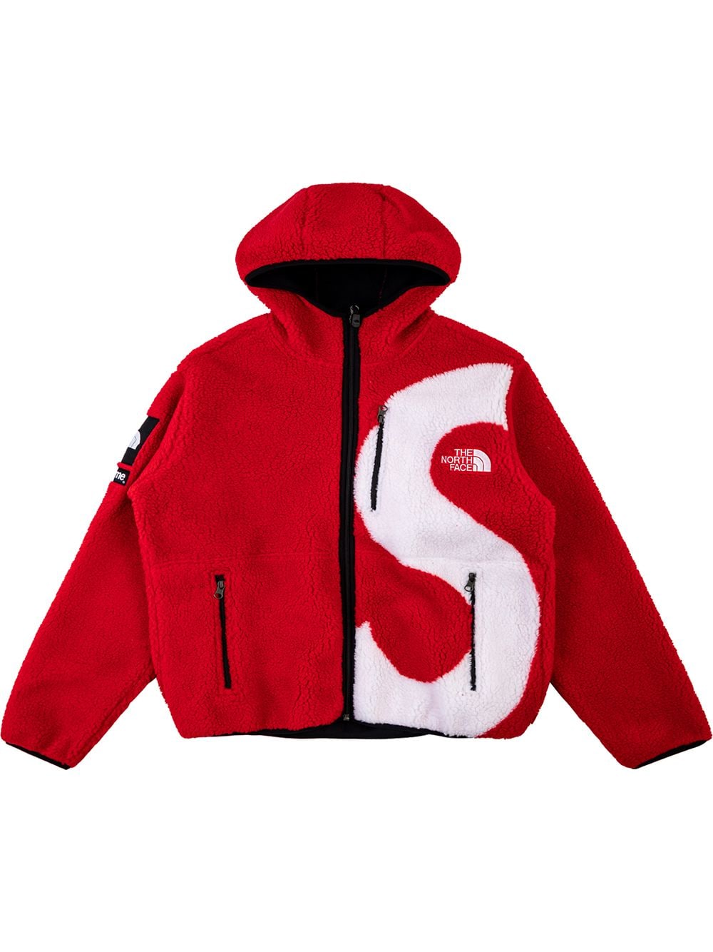 Supreme The North Face Logo Hooded Fleece Jacket Red