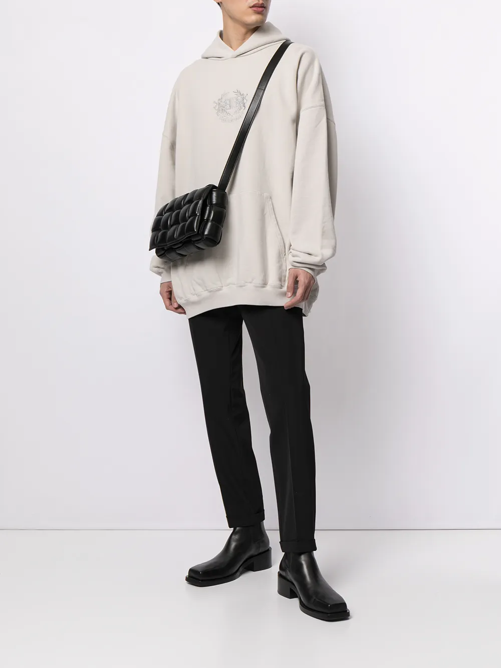 Balenciaga Hoodie met geborduurd logo - Grijs