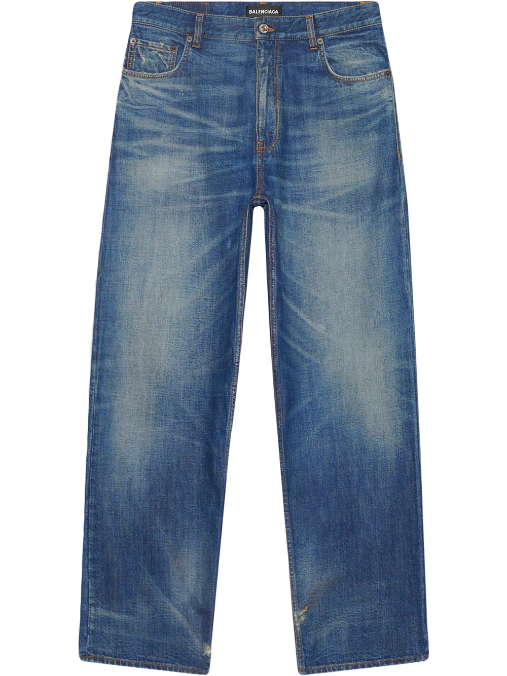 Balenciaga Wide-leg Organic Denim Jeans In Blue