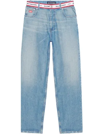 Balenciaga logo-waistband straight-leg 