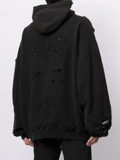 Balenciaga Ripped Oversize Logo Hoodie - Farfetch