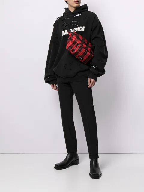 balenciaga ripped hoodie black