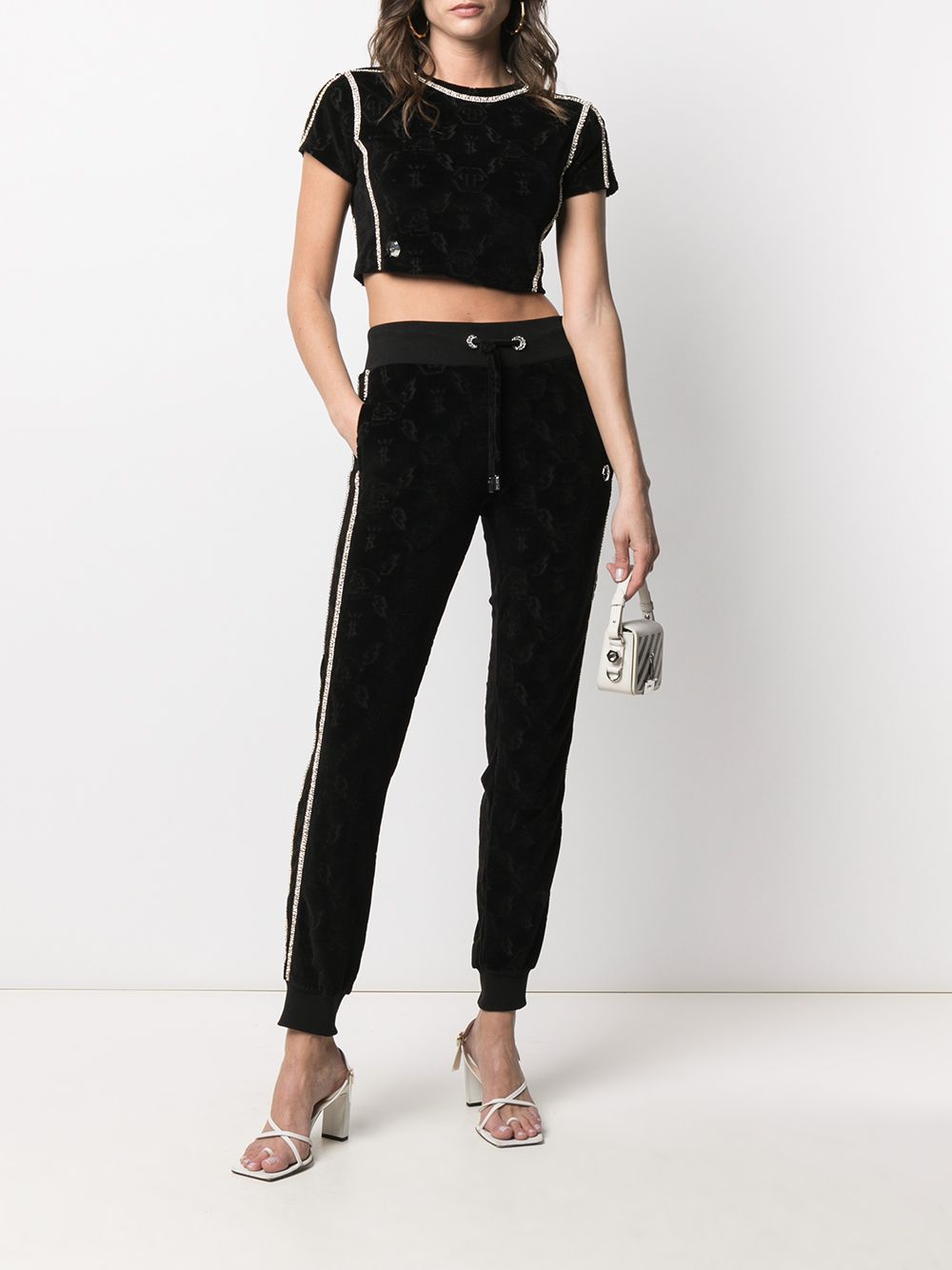 Shop Philipp Plein logo monogram cropped top with Express Delivery ...