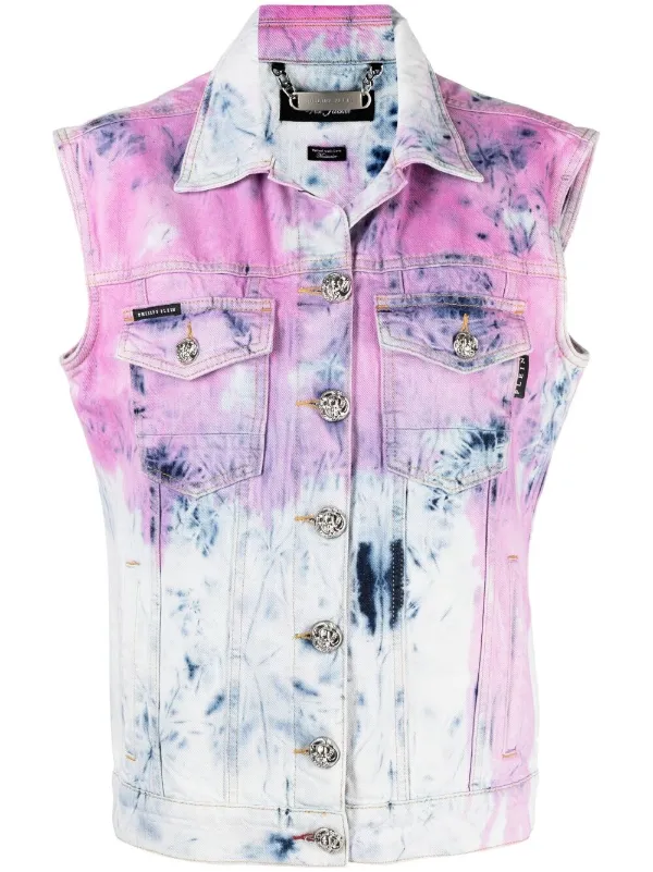 tie dye white denim jacket