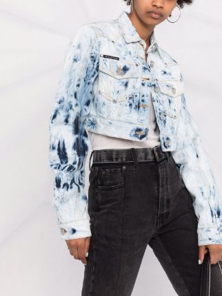 cropped bleached denim jacket展示图