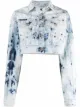 Image 1 of Philipp Plein cropped bleached denim jacket