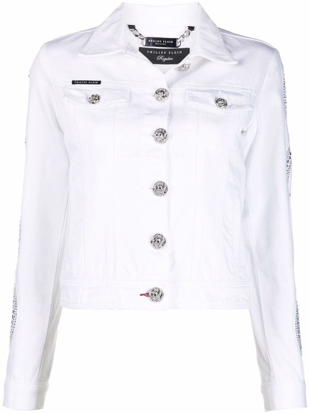 Philipp Plein Crystal-embellished Denim Jacket In White | ModeSens