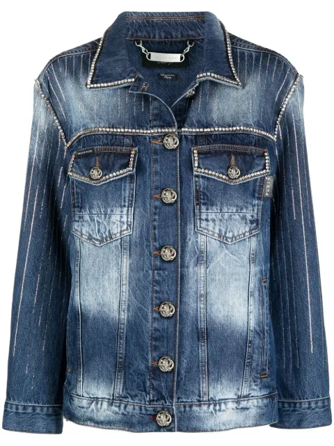 Philipp Plein crystal-embellished denim jacket