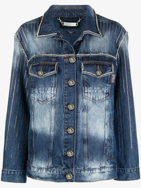 Philipp Plein crystal-embellished denim jacket