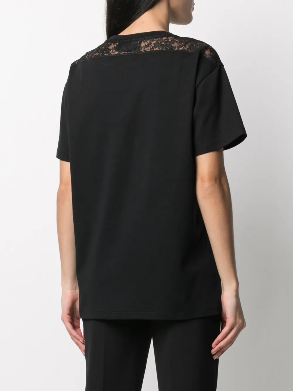 Philipp Plein Lace-panelled T-shirt In Black