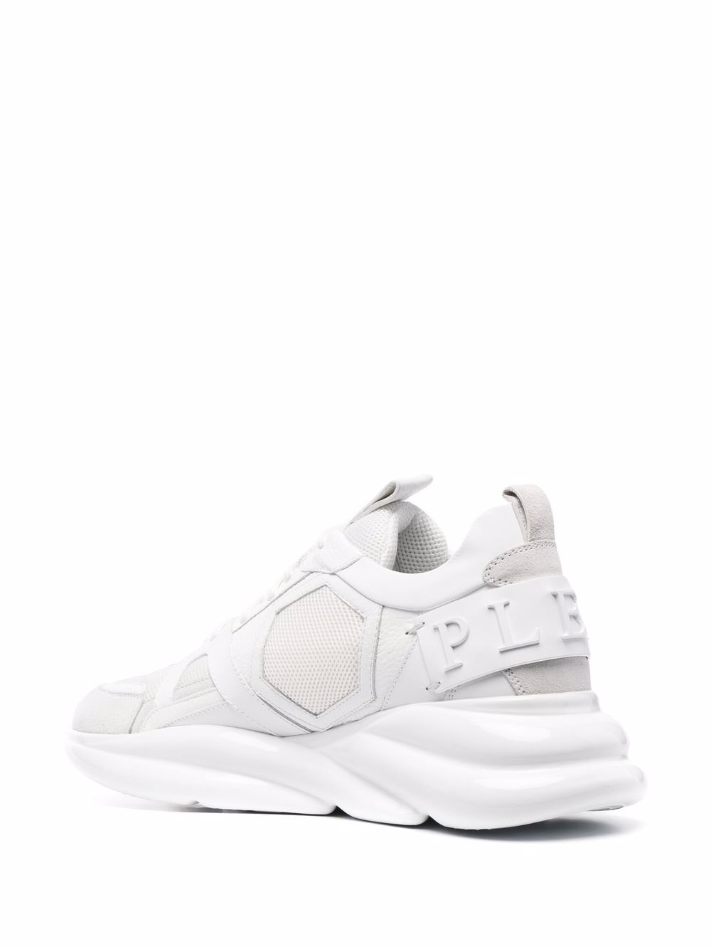 Shop Philipp Plein Runner Mixed-material Sneakers In White