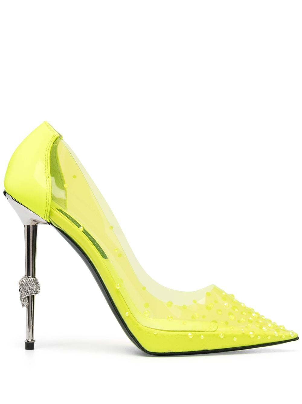 Philipp Plein Decollete Skull Stiletto Heel Pumps In Yellow