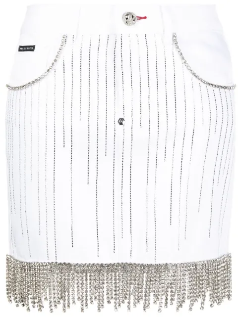 Philipp Plein crystal-embellished denim skirt