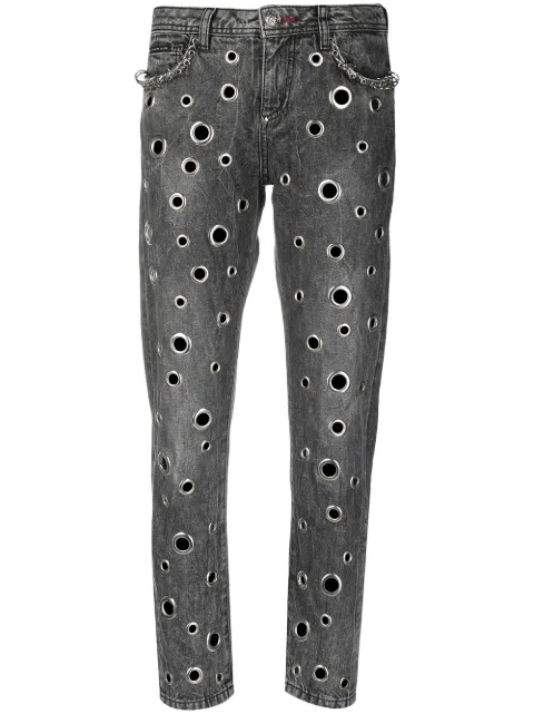 Philipp Plein 링 디테일 보이프렌드 진 | 전 세계 럭셔리 브랜드를 한눈에 볼 수 있는 파페치 ✈ 한국까지 쉽고 빠른 배송, 간편한... 