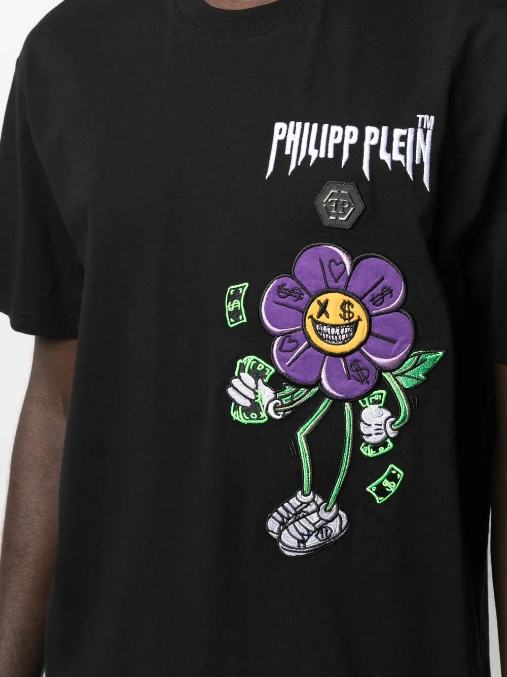 фото Philipp plein футболка с вышивкой flowers