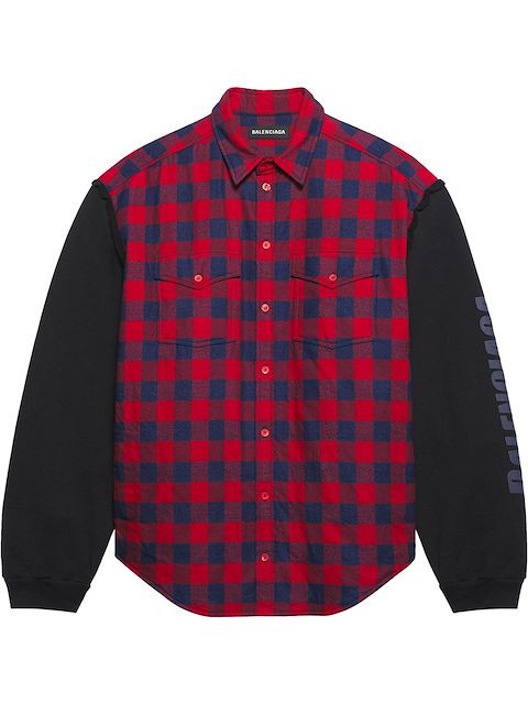 Balenciaga patched sleeve shirt