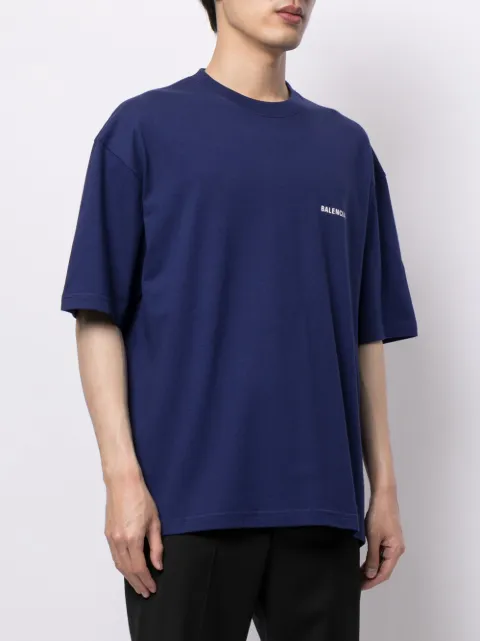 Shop blue BALENCIAGA logo-print cotton T-shirt with Afterpay - Farfetch Australia Balenciaga logo-print Cotton T-shirt - Farfetch