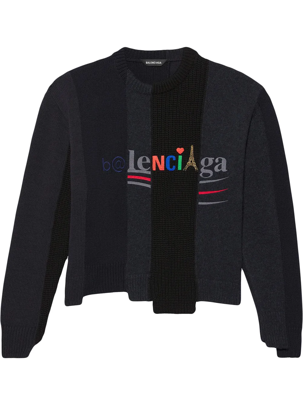 BALENCIAGA PANELLED MULTI-LOGO JUMPER